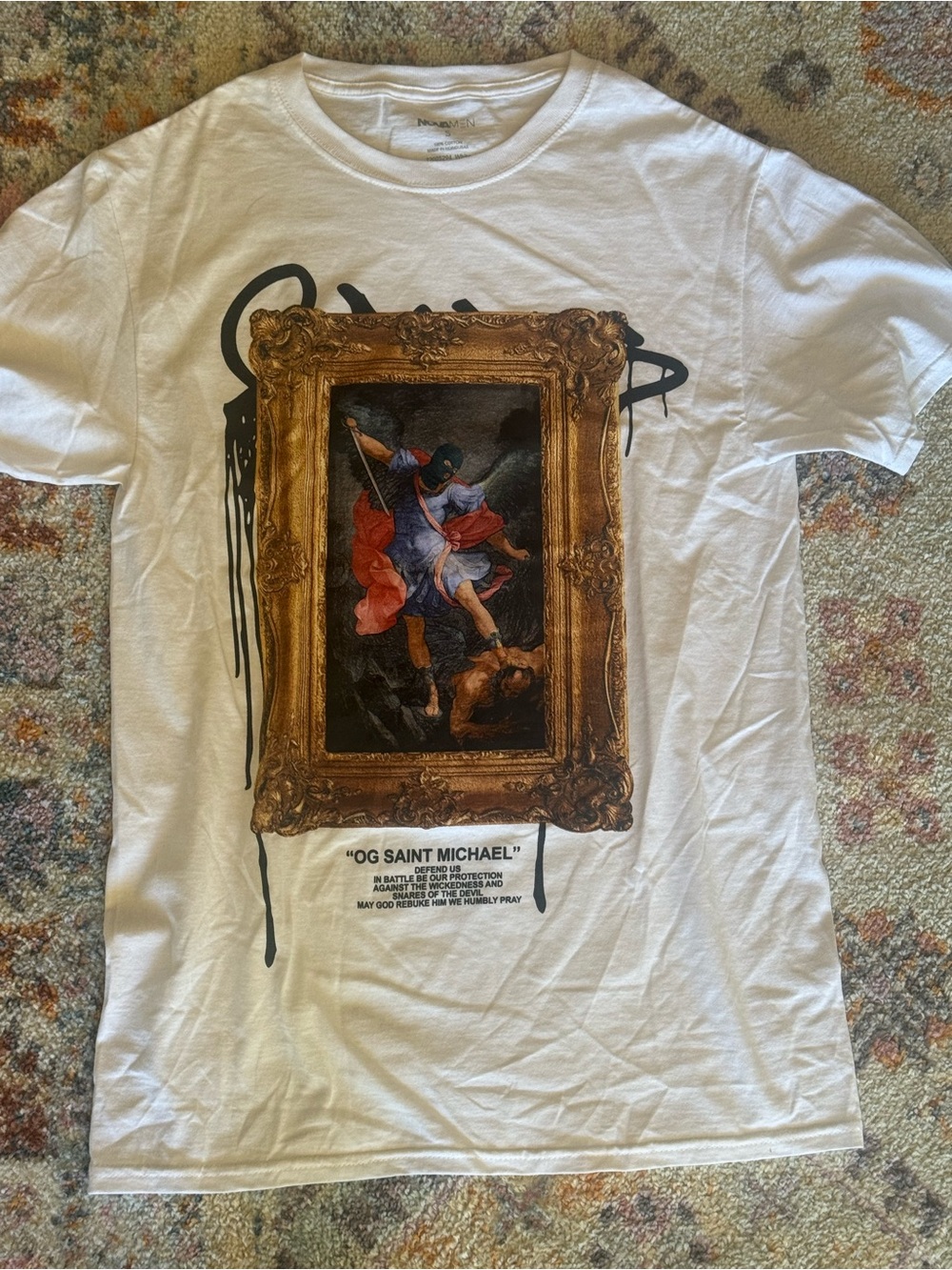 Fashion Nova Men OG Saint Michael Graphic T-Shirt White Size Small NWOT